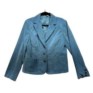 Dressbarn Womens Corduroy Blazer Medium Blue Career Office